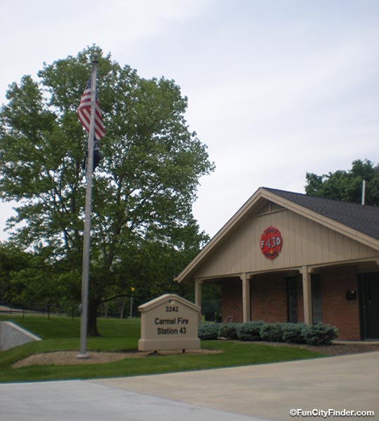 Another photo of the Carmel Fire Station 43 buidling and main entrance in Carmel, Indiana