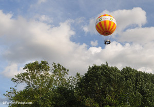 A hot air balloon over Conner Prairie in Fishers, Indiana