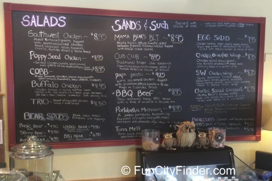 Chalkboard menu at Mama Bears