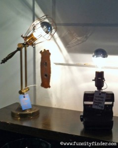 Lamps made out of interesting items at Rust and Roses