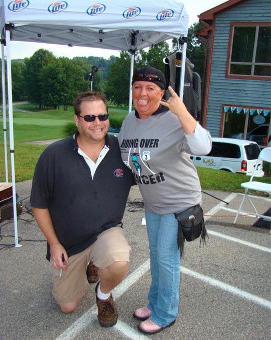 Picture of Ride Over Cancer participant and Y106 radio station DJ in Greenwood, Indiana