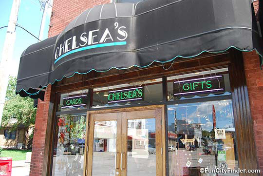 Photo of the Chelsea's store front and awning in Broad Ripple Village in Indianapolis, Indiana