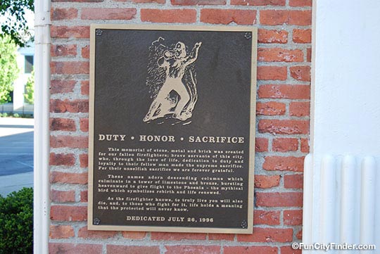 Photograph of the memorial plaque at the old firehouse on Mass Ave. in Indianapolis, Indiana