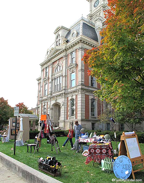 Community festival outside the Courthouse in downtown Noblesville, Indiana